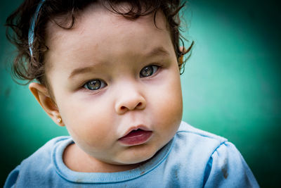 Close-up portrait of cute baby girl