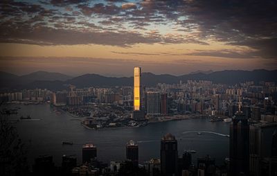Cityscape against sky during sunset