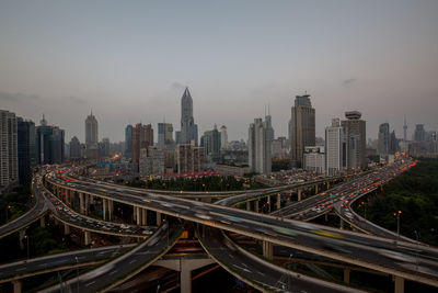 High angle view of traffic on road in city