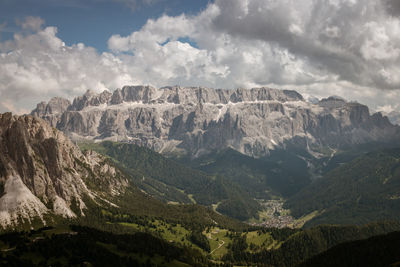 Scenic view of sella group mountains  against sky