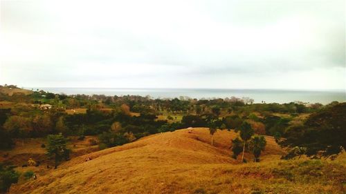 Scenic view of sea against cloudy sky