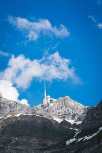 View of snow covered mountain against cloudy sky