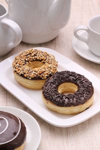 Close-up of dessert in plate on table