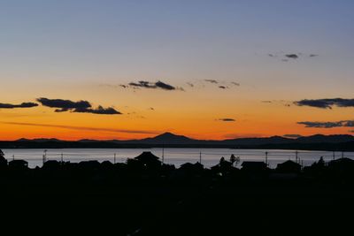 Scenic view of silhouette landscape against sky during sunset