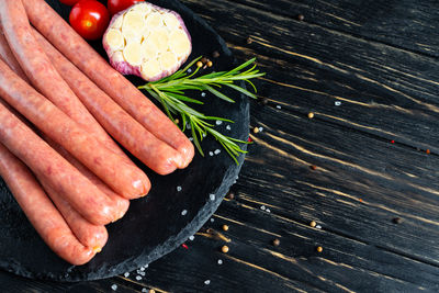 High angle view of vegetables on table