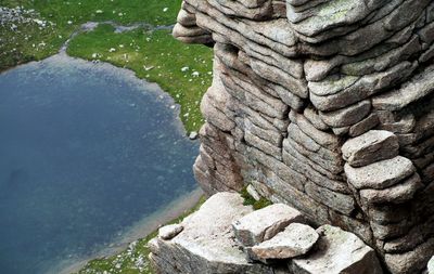 Close-up of rock in water