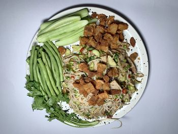 High angle view of meal served in bowl