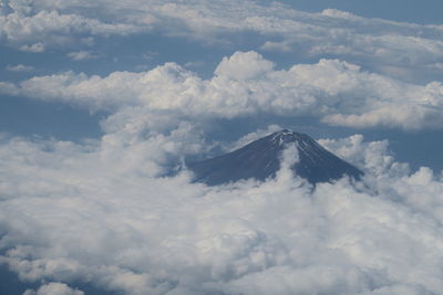 Low angle view of majestic mountain against sky