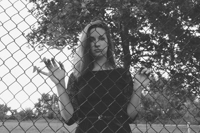 Portrait of chainlink fence