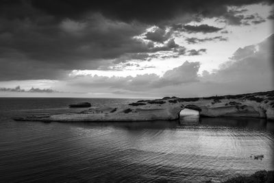 Scenic view of sea against cloudy sky