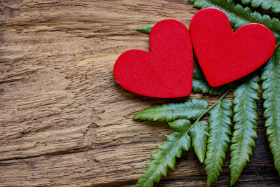 Close-up of heart shape on table