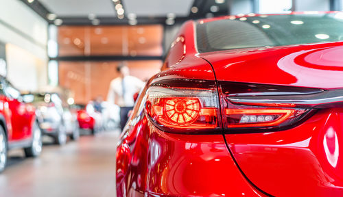 Close-up of red vintage car