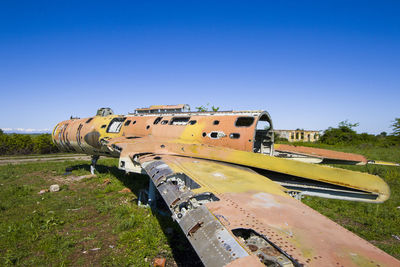 Soviet union army jet airplane in shiraqi valley, kakheti, georgia