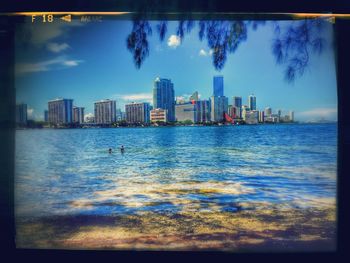 City skyline with waterfront