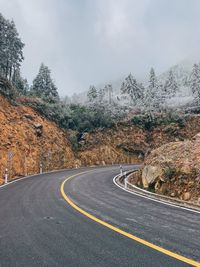 Road by trees against sky