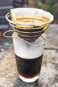 Close-up of coffee on table
