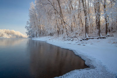 Scenic view of frozen lake during winter