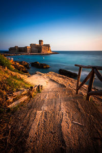 Scenic view of sea against clear sky