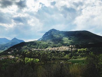 Scenic view of mountains against sky