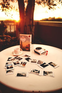 Close-up of coffee cup on table