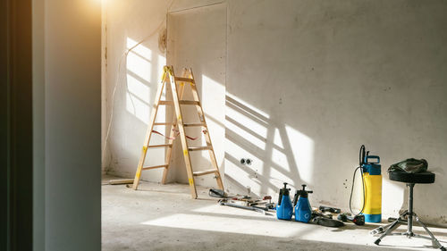 Construction site by wall at home