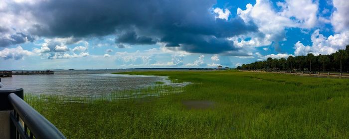 Panoramic view of lake against sky