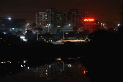 Illuminated city at night