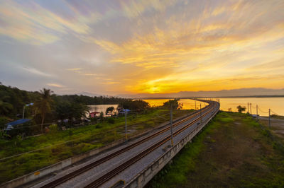 Scenic view of sunrise at bukit merah lake.malaysia