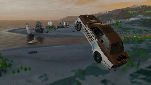 Close-up of toy car on beach