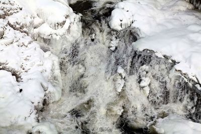 Close-up of frozen waterfall