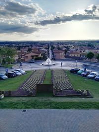 High angle view of city