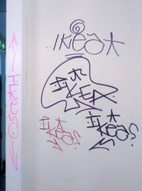 Close-up of text on wall