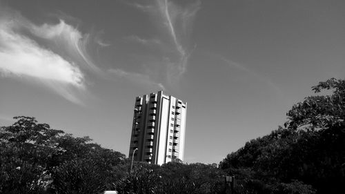 Low angle view of modern buildings against sky