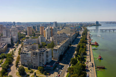 High angle view of buildings in dnipro city