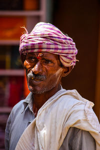 Portrait of man wearing mask outdoors