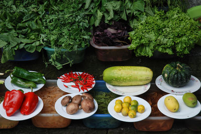 Vegetables in plate on table