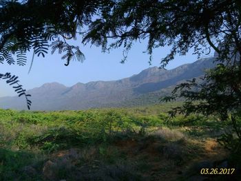 Scenic view of mountains against sky