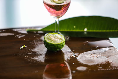 Close-up of drink on table