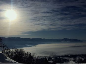 Scenic view of landscape against sky during sunset