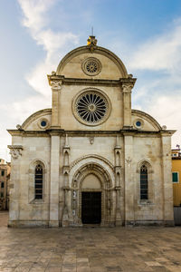 Facade of cathedral against sky