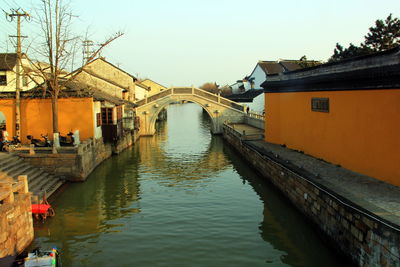 View of canal along buildings