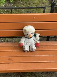 Stuffed toy on bench