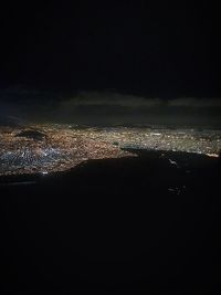 Aerial view of illuminated cityscape