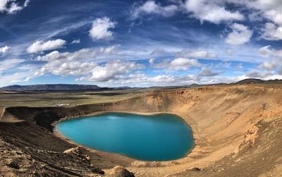 Scenic view of lake amidst landscape against sky