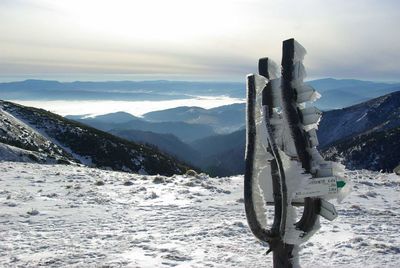 View of mountain range in winter