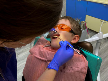 Young patient in the dentist's office. dental treatment.