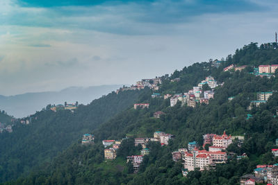 High angle view of townscape against sky