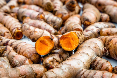 Close-up of pumpkins for sale at market