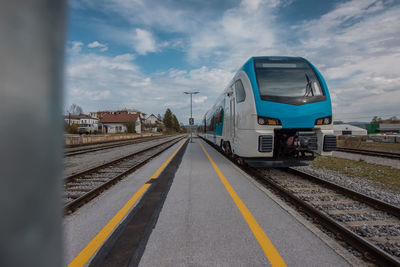 Train on railroad station