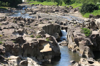 View of river flowing through rocks